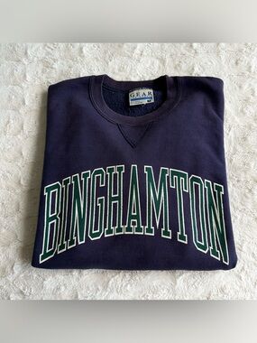 Vintage Binghamton University Crewneck Sweatshirt Mens Medium Spell Out 90s USA